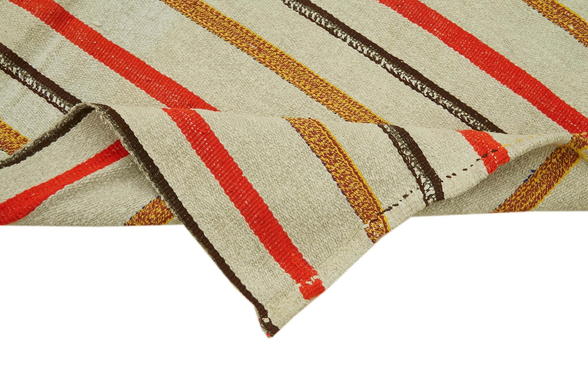 Kendir Beyaz Geometrik Hemp El Dokuma Halısı 70x240 Agacan