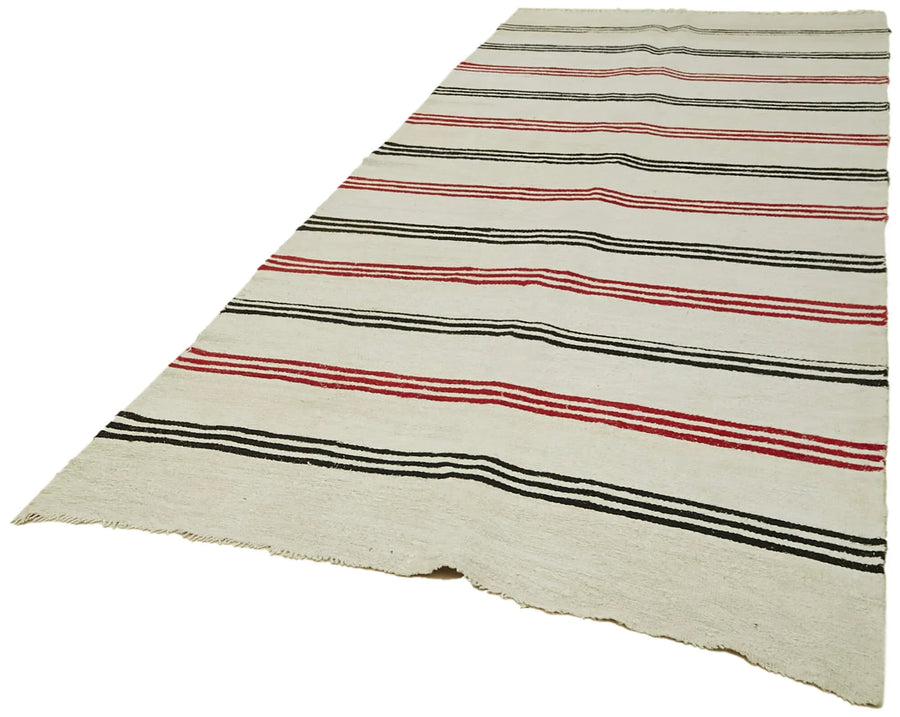 Kendir Bej Geometrik Hemp El Dokuma Halısı 167x390 Agacan