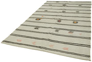 Kendir Bej Geometrik Hemp El Dokuma Halısı 188x303 Agacan