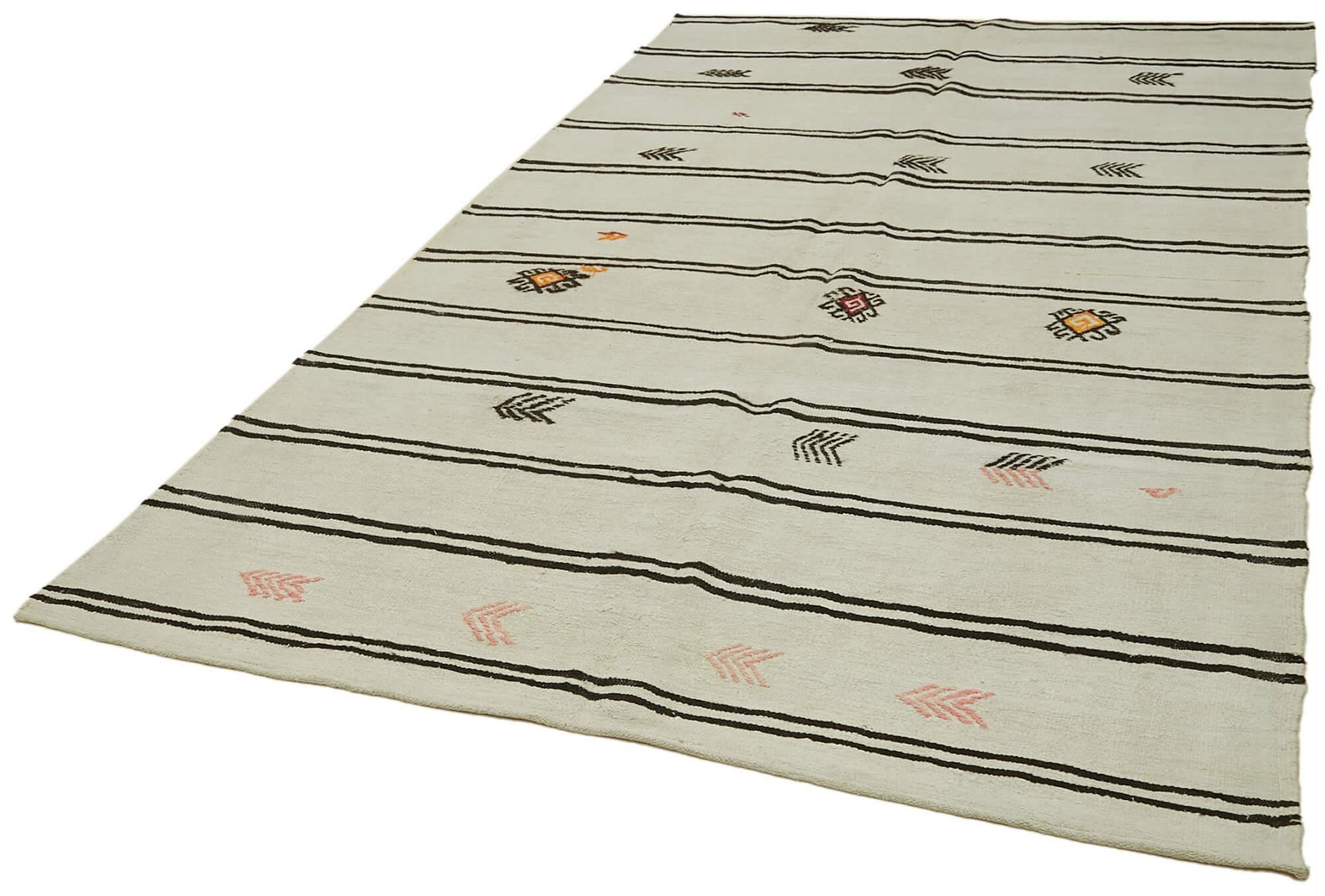 Kendir Bej Geometrik Hemp El Dokuma Halısı 188x303 Agacan