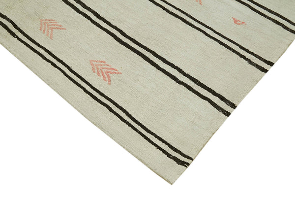 Kendir Bej Geometrik Hemp El Dokuma Halısı 188x303 Agacan