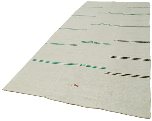 Kendir Bej Geometrik Hemp El Dokuma Halısı 166x390 Agacan