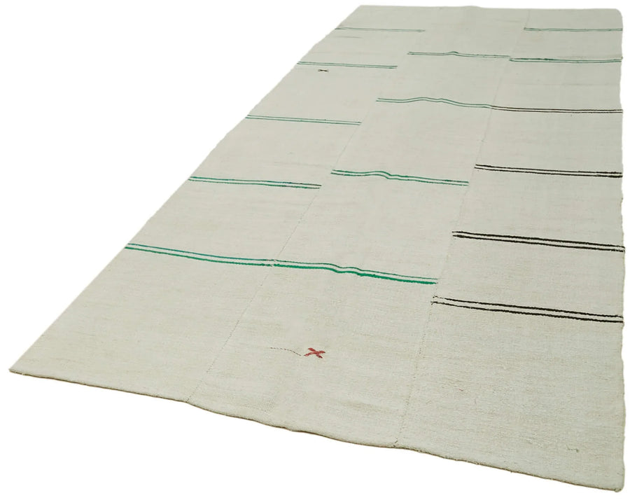 Kendir Bej Geometrik Hemp El Dokuma Halısı 166x390 Agacan