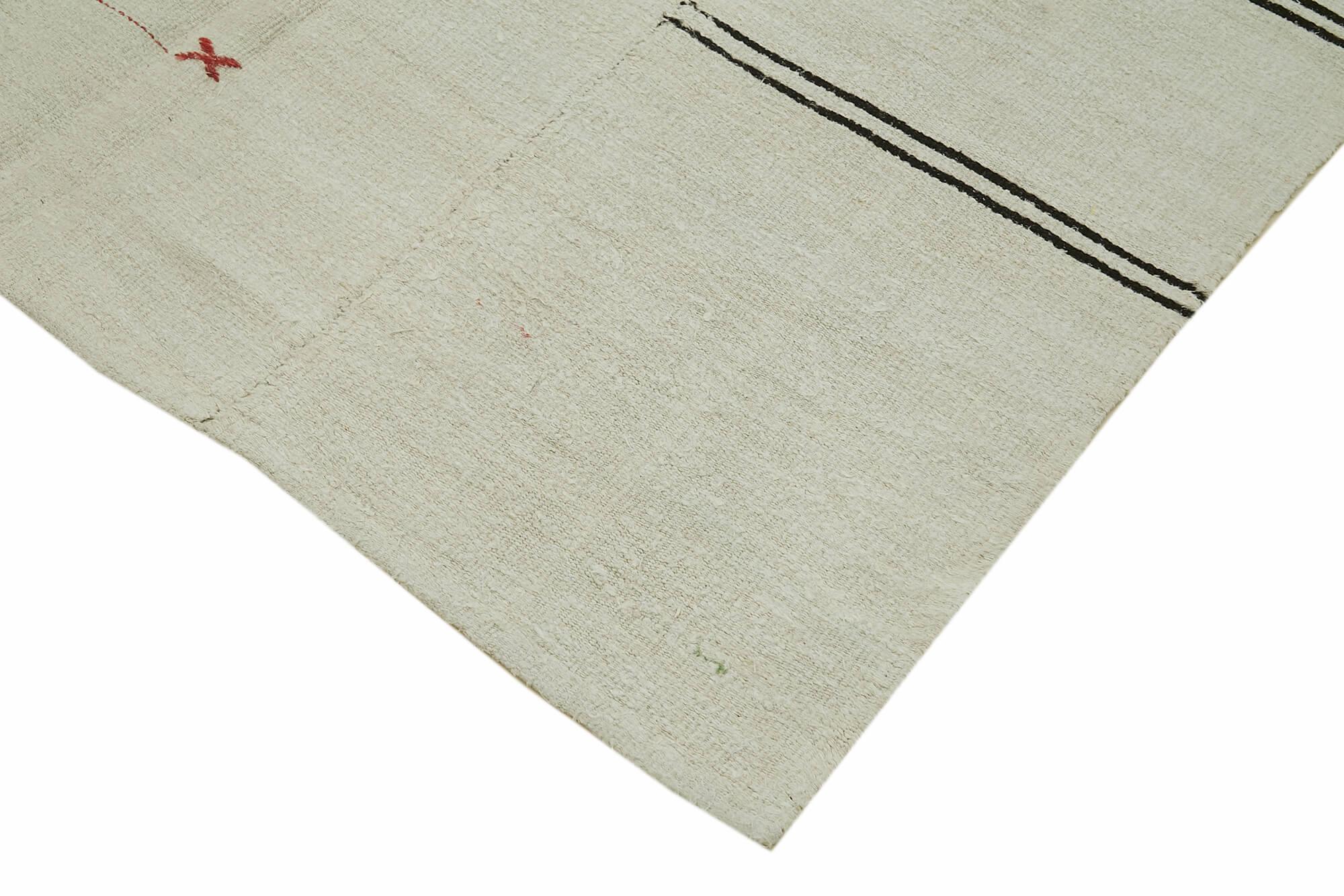 Kendir Bej Geometrik Hemp El Dokuma Halısı 166x390 Agacan
