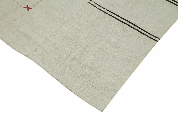 Kendir Bej Geometrik Hemp El Dokuma Halısı 166x390 Agacan