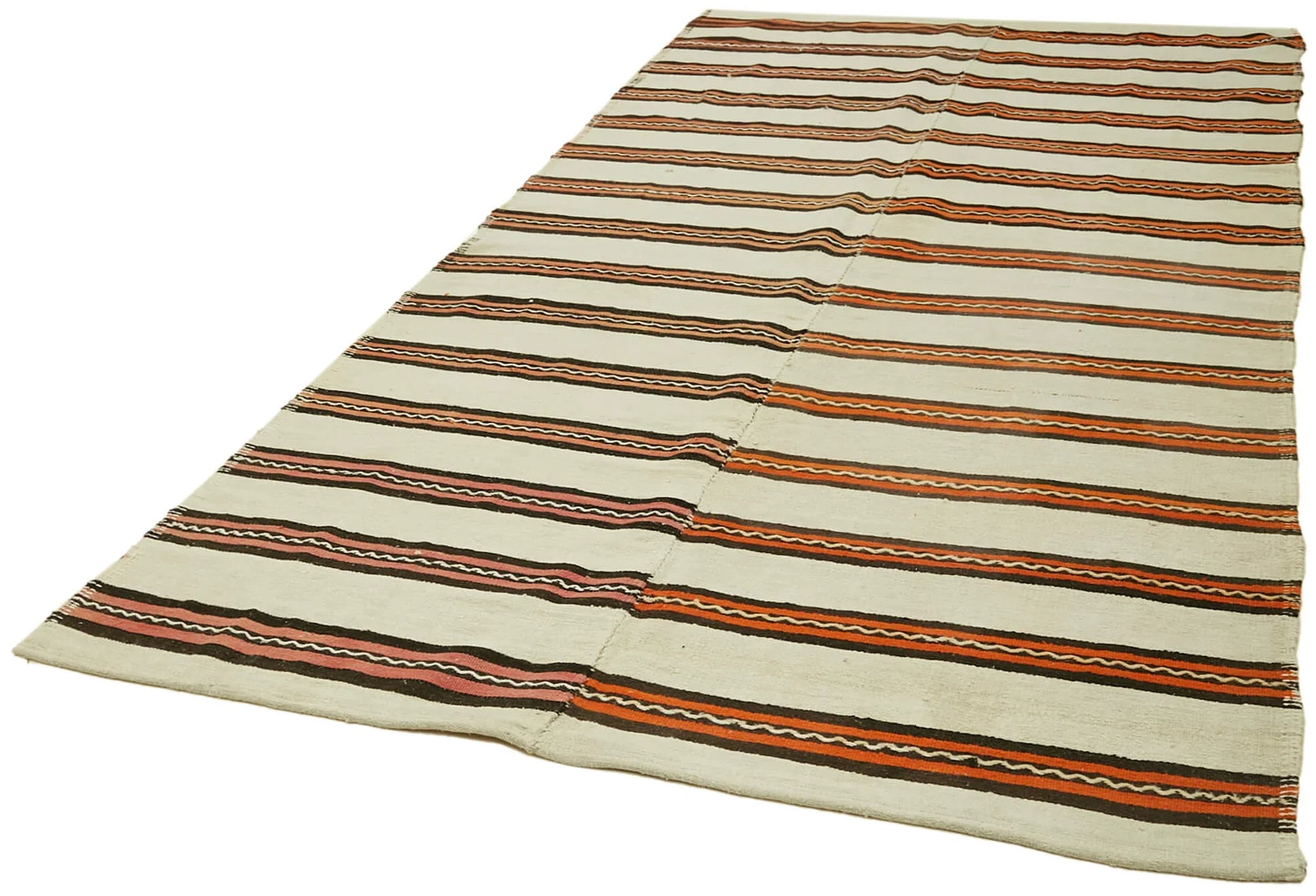 Kendir Beyaz Geometrik Hemp El Dokuma Halısı 185x347 Agacan