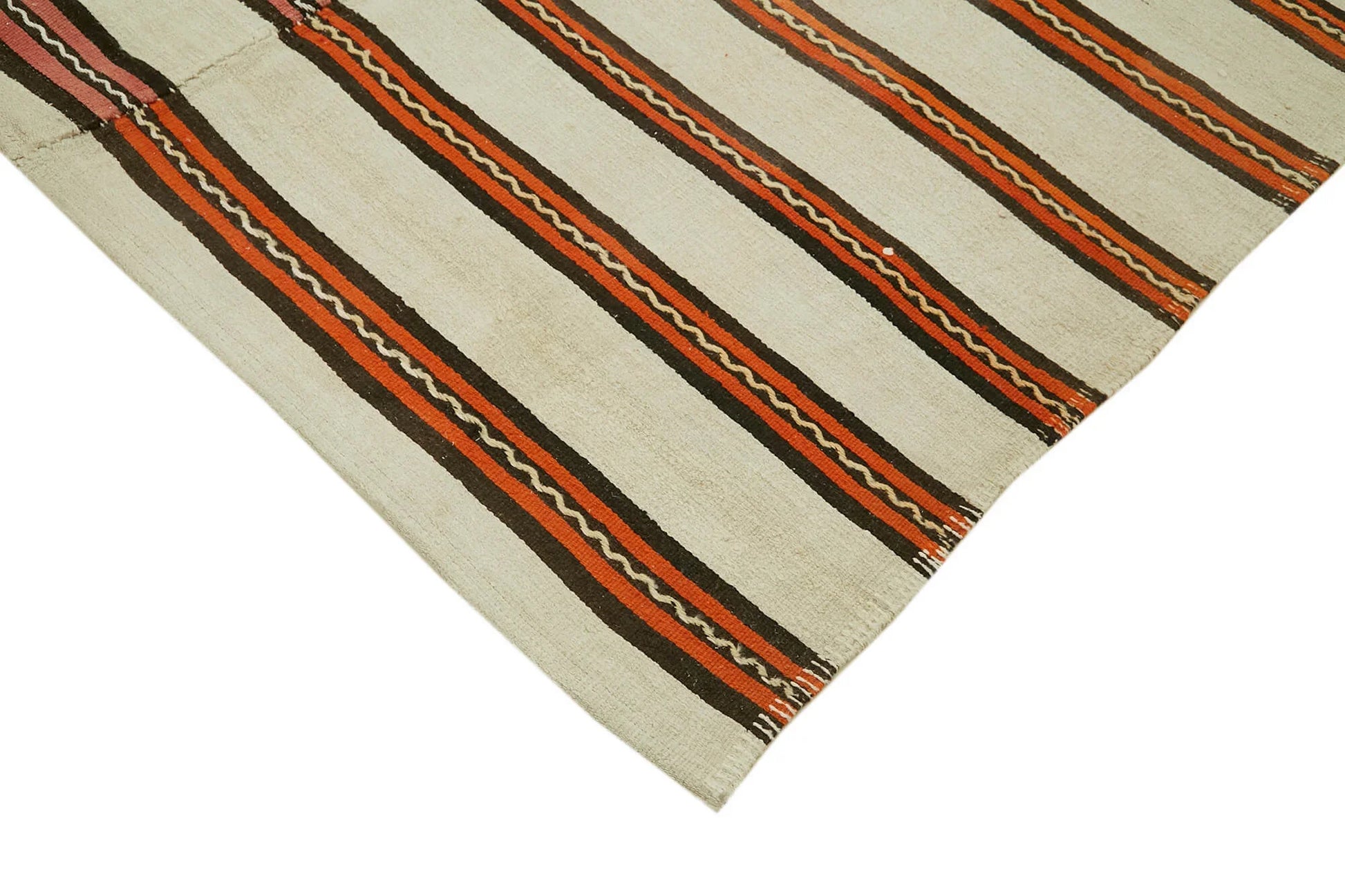 Kendir Beyaz Geometrik Hemp El Dokuma Halısı 185x347 Agacan