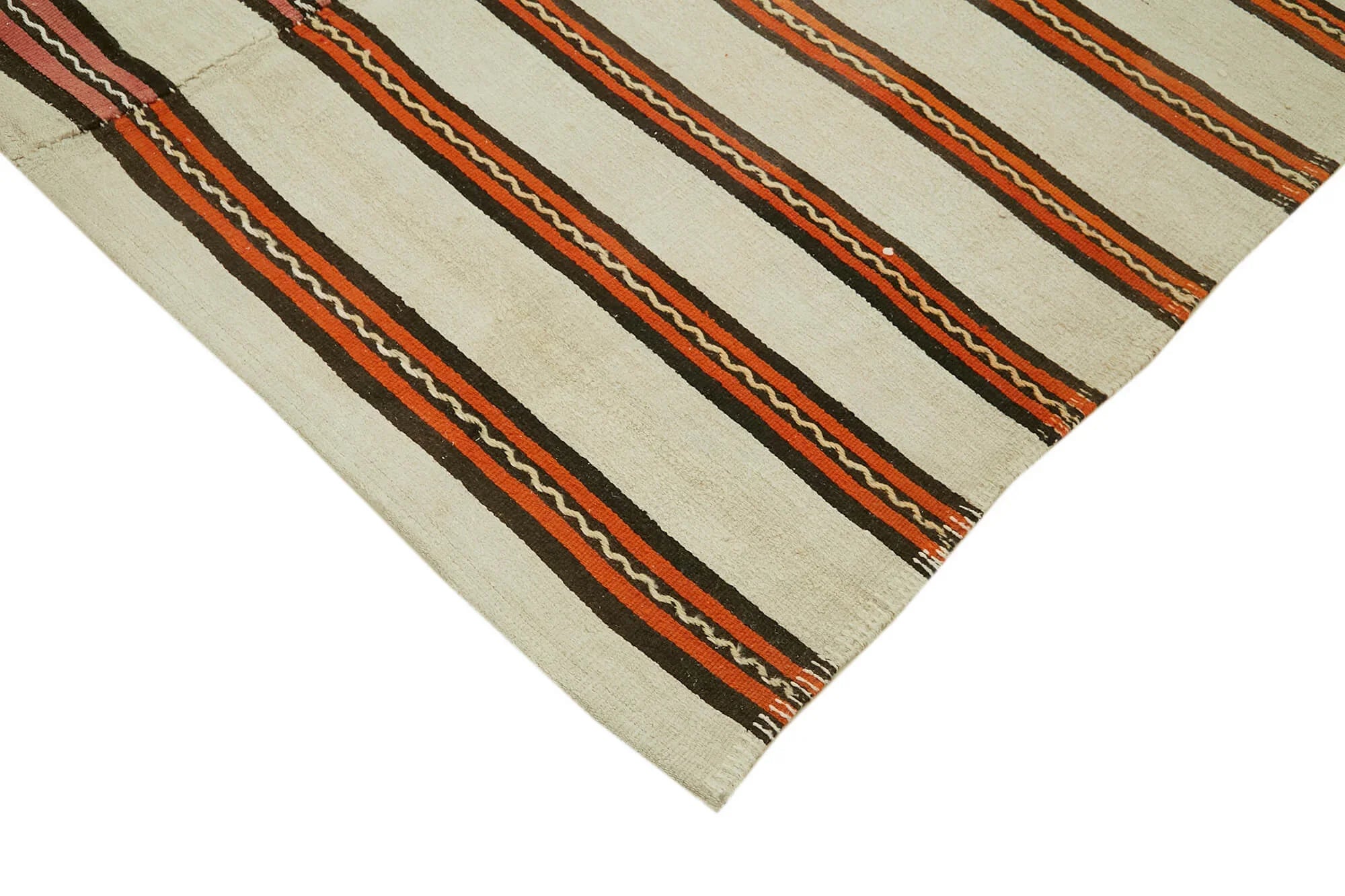 Kendir Beyaz Geometrik Hemp El Dokuma Halısı 185x347 Agacan