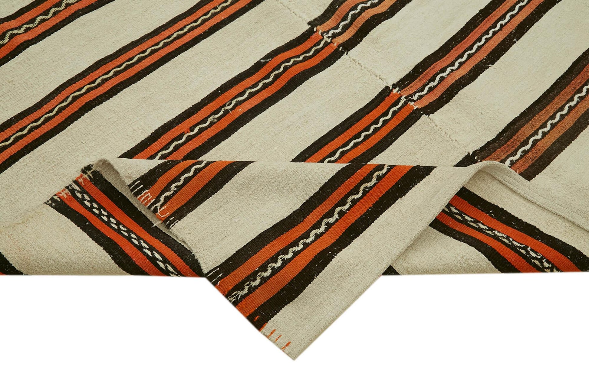 Kendir Beyaz Geometrik Hemp El Dokuma Halısı 185x347 Agacan
