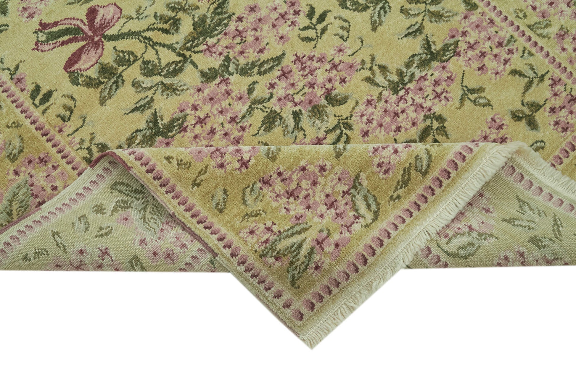 Tebriz Yeşil Klasik Yün Pamuk El Dokuma Halısı 125x180 Agacan