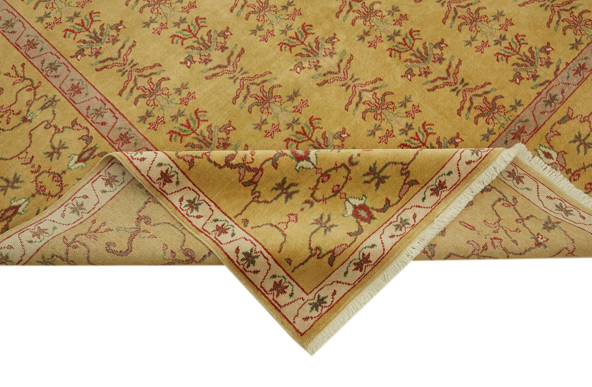 Tebriz Yeşil Klasik Yün Pamuk El Dokuma Halısı 206x284 Agacan