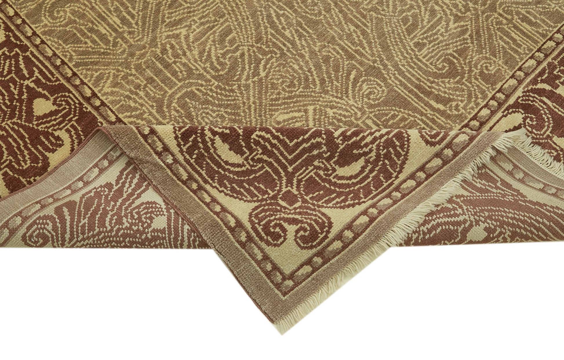 Tebriz Bej Klasik Yün Pamuk El Dokuma Halısı 246x362 Agacan