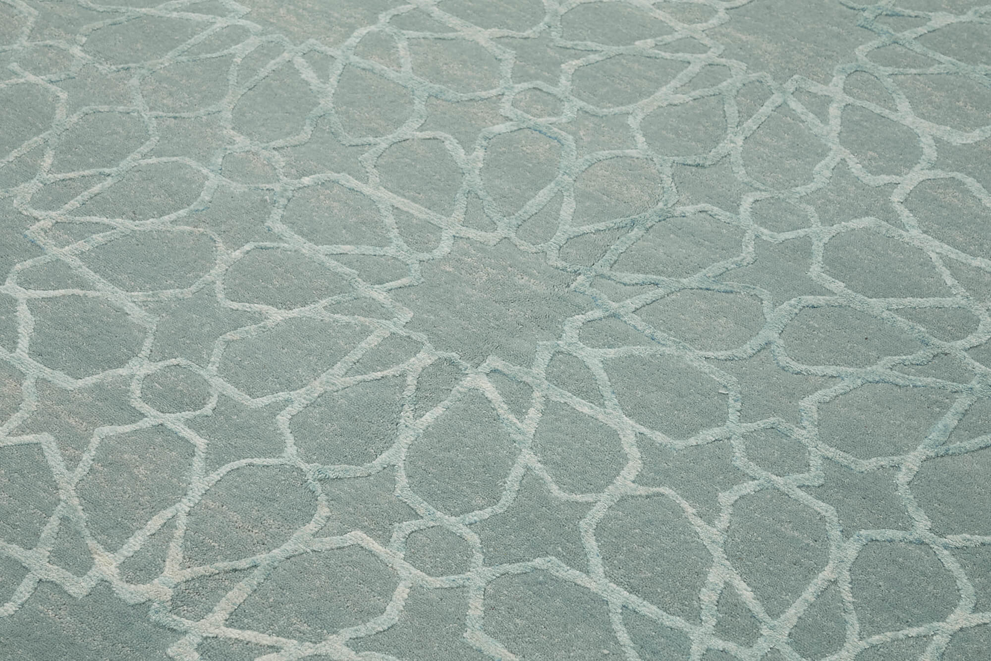 Tebriz Mavi Klasik Yün Pamuk El Dokuma Halısı 189x262 Agacan