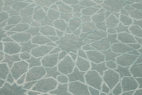 Tebriz Mavi Klasik Yün Pamuk El Dokuma Halısı 189x262 Agacan