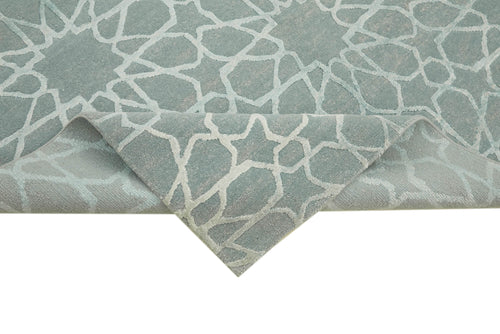 Tebriz Mavi Klasik Yün Pamuk El Dokuma Halısı 189x262 Agacan