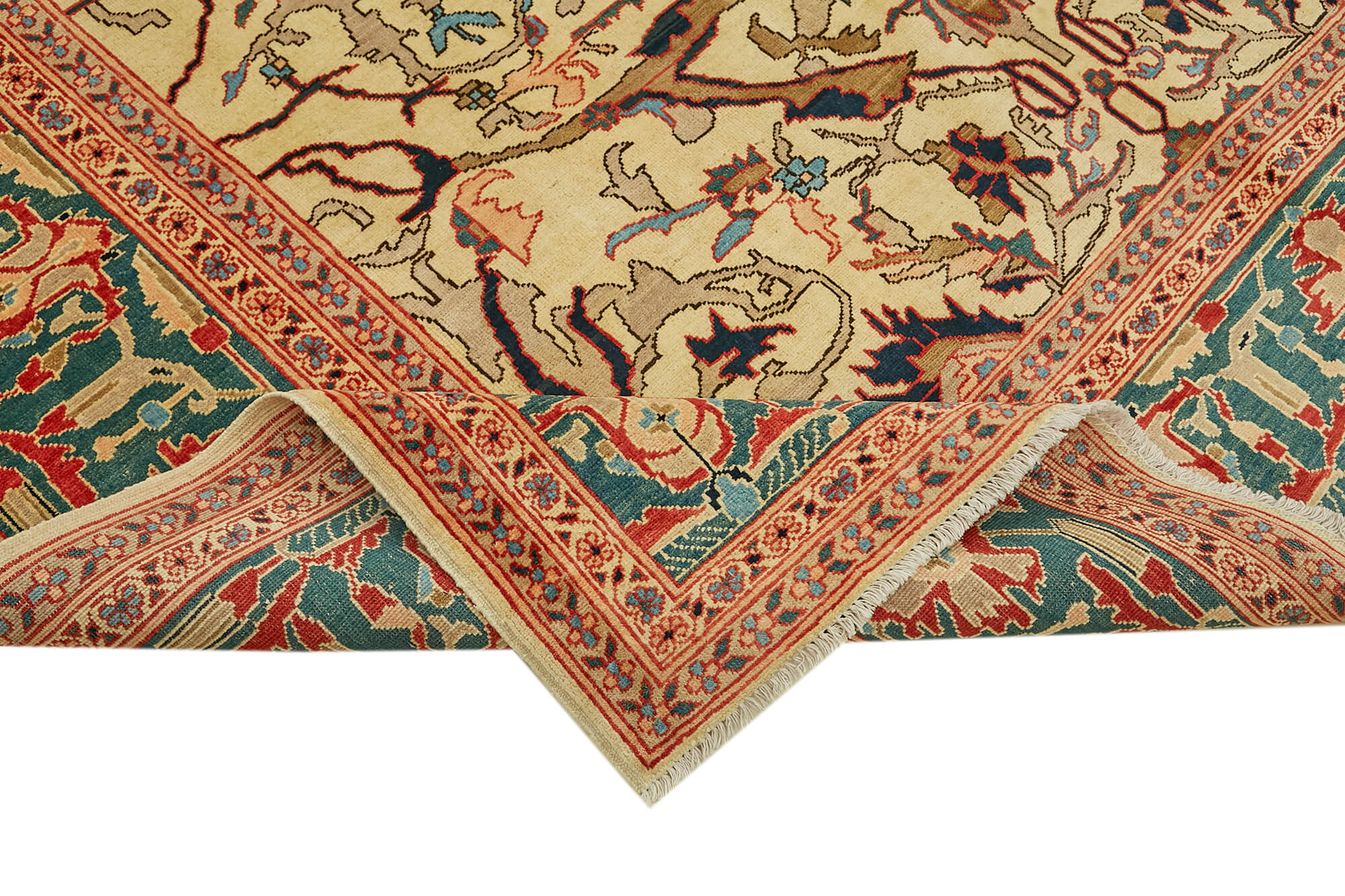 Tebriz Bej Klasik Yün Pamuk El Dokuma Halısı 246x308 Agacan