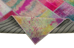 Kırk Yama Pembe Patchwork Pamuk Yün El Dokuma Halısı 256x347 Agacan