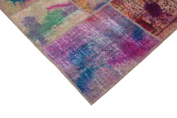 Kırk Yama Pembe Patchwork Pamuk Yün El Dokuma Halısı 257x350 Agacan