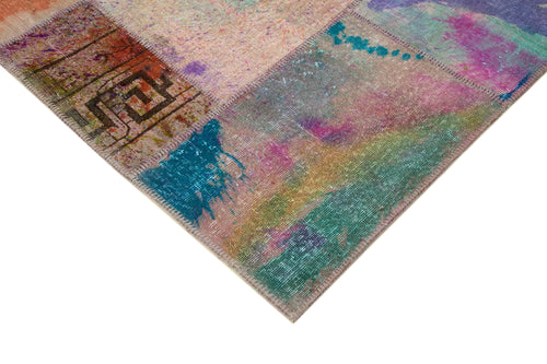Kırk Yama Pembe Patchwork Pamuk Yün El Dokuma Halısı 250x299 Agacan