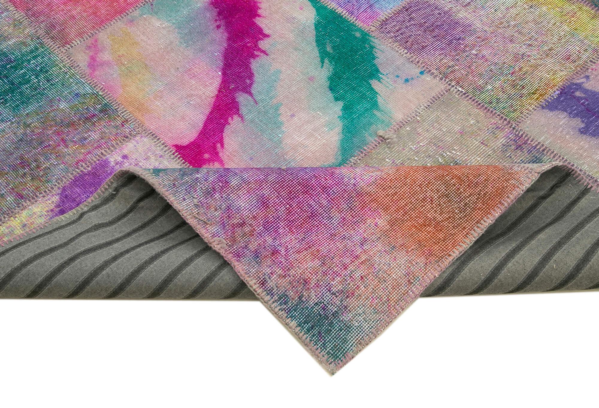 Kırk Yama Pembe Patchwork Pamuk Yün El Dokuma Halısı 250x299 Agacan