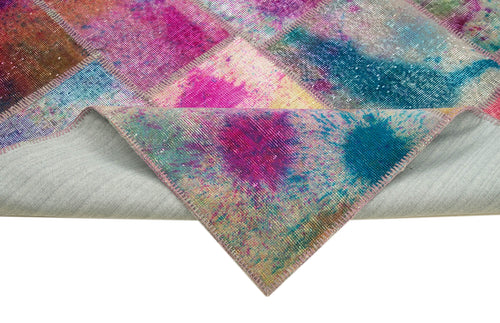 Kırk Yama Pembe Patchwork Pamuk Yün El Dokuma Halısı 239x300 Agacan