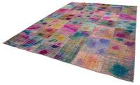 Large Multi-Color Abstract Vintage Rug 307x404 cm (10'1" x 13'3")