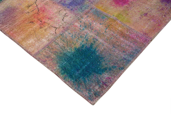 Kırk Yama Pembe Patchwork Pamuk Yün El Dokuma Halısı 307x404 Agacan