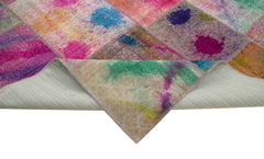 Kırk Yama Pembe Patchwork Pamuk Yün El Dokuma Halısı 307x404 Agacan