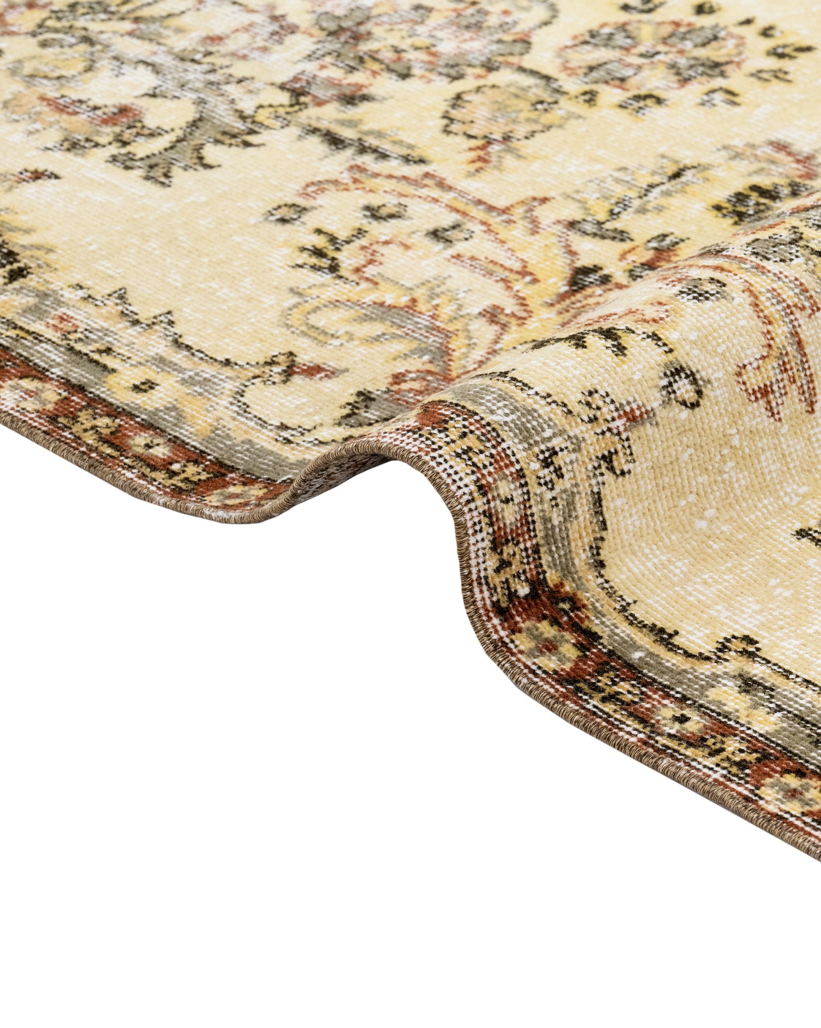 Vintage Kahverengi Göbekli Yün ve Pamuk El Dokuma Halı 184x294 Şark Halı