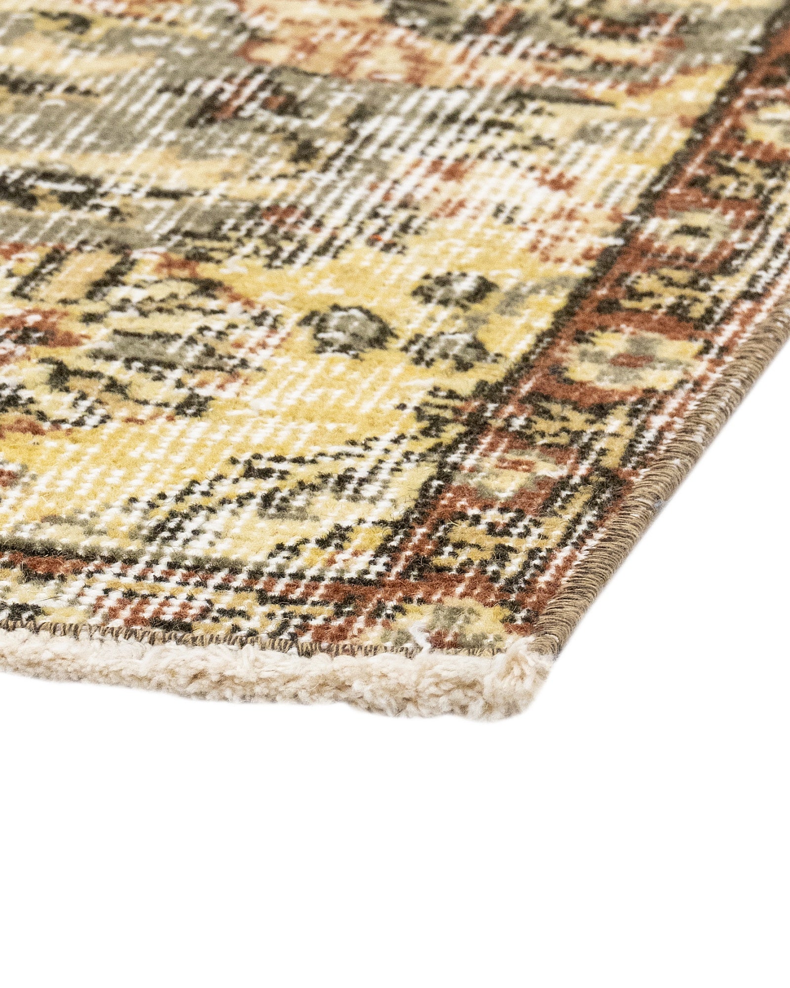 Vintage Kahverengi Göbekli Yün ve Pamuk El Dokuma Halı 184x294 Şark Halı