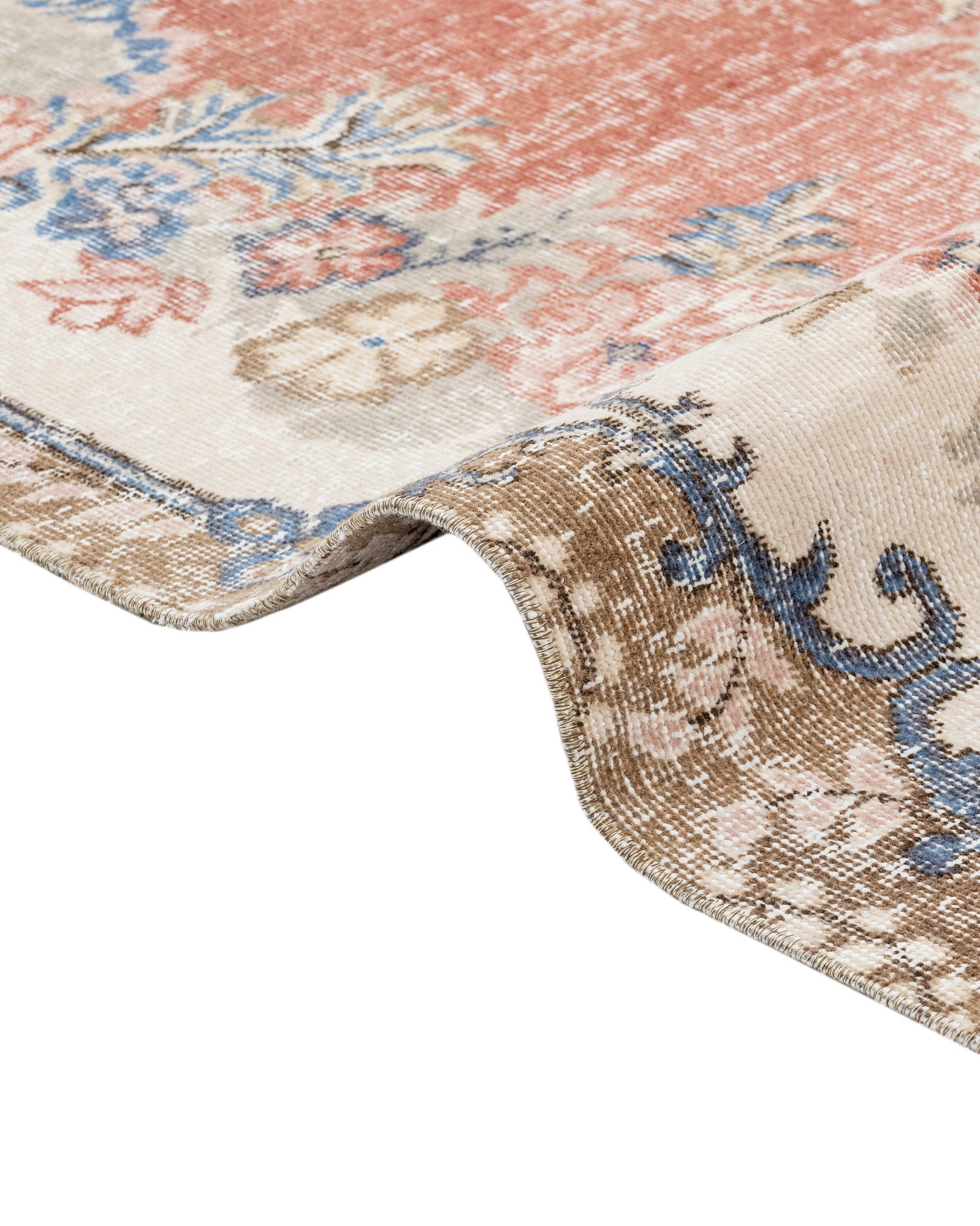 Vintage Kırmızı Göbekli Yün ve Pamuk El Dokuma Halı 173x299 Şark Halı