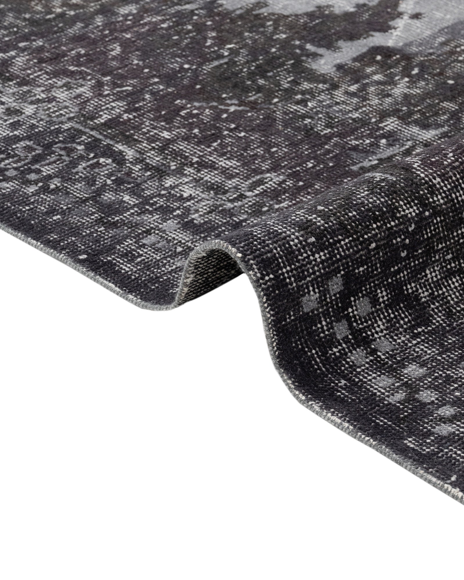 Vintage Siyah Göbekli Yün ve Pamuk El Dokuma Halı 171x289 Şark Halı