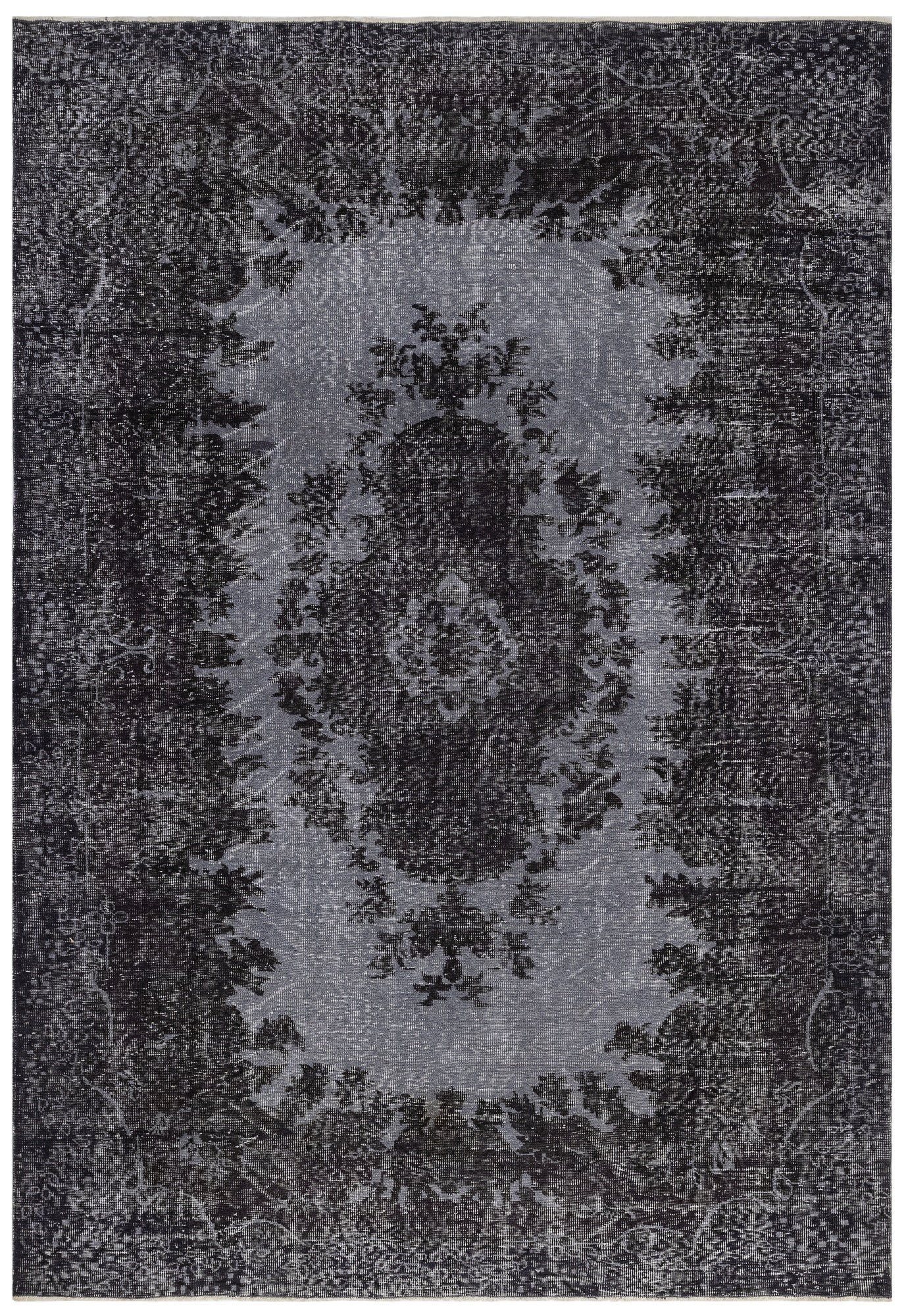 Vintage Siyah Göbekli Yün ve Pamuk El Dokuma Halı 171x289 Şark Halı