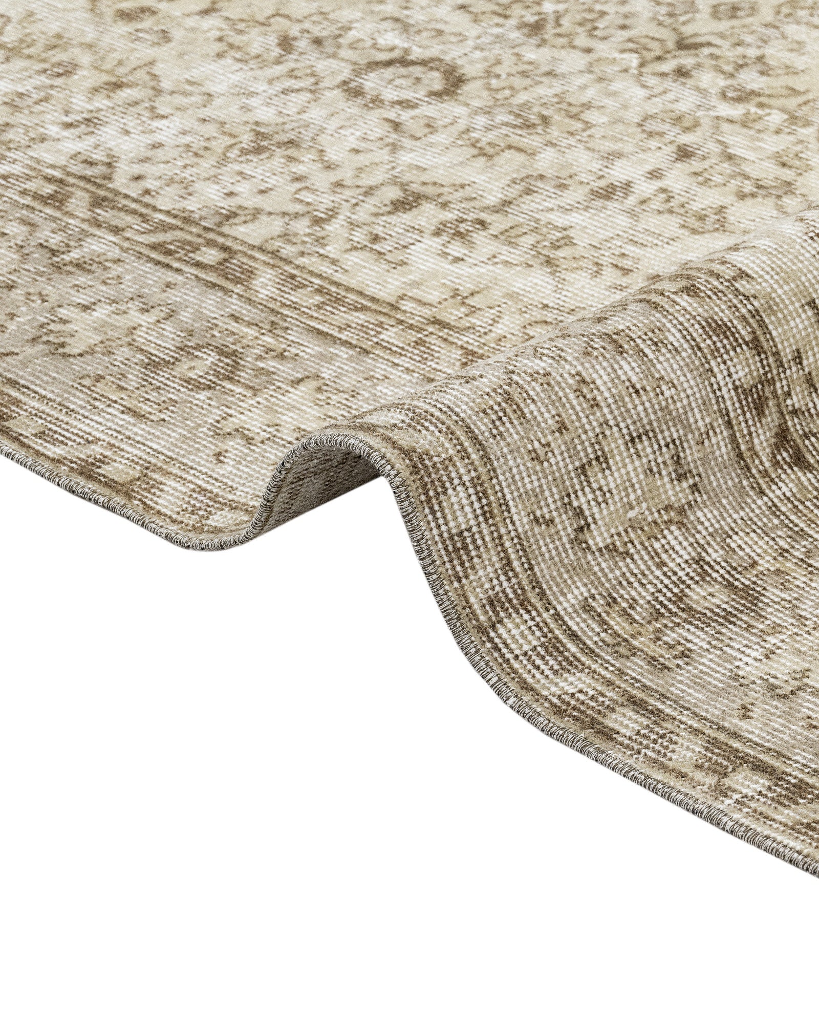 Vintage Kahverengi Göbekli Yün ve Pamuk El Dokuma Halı 176x294 Şark Halı