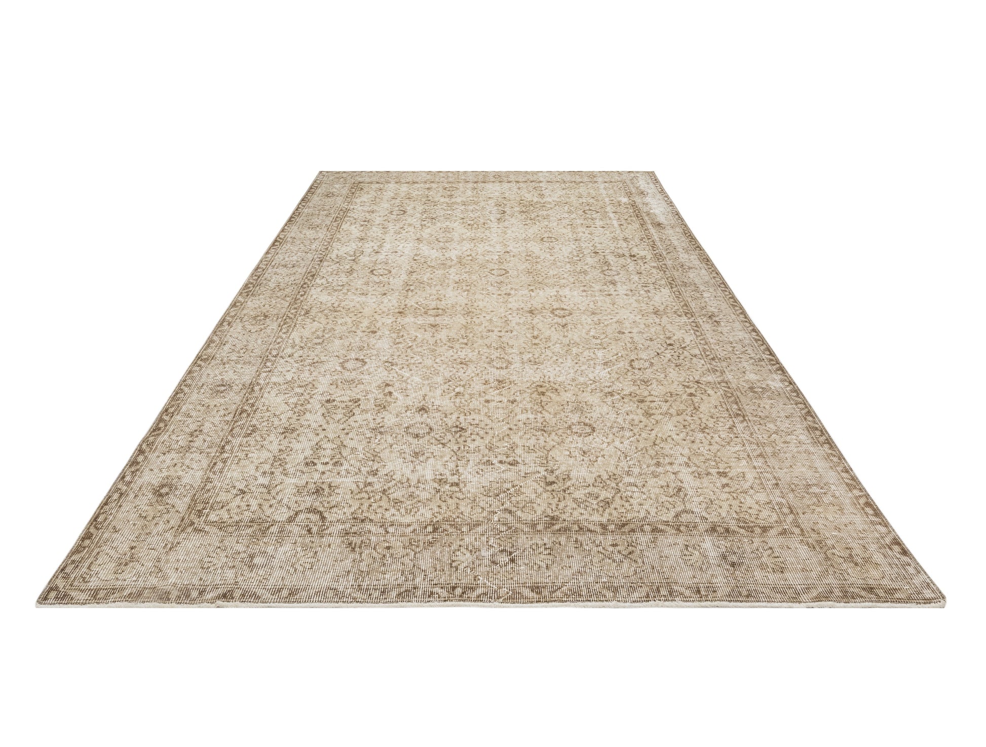 Vintage Kahverengi Göbekli Yün ve Pamuk El Dokuma Halı 176x294 Şark Halı