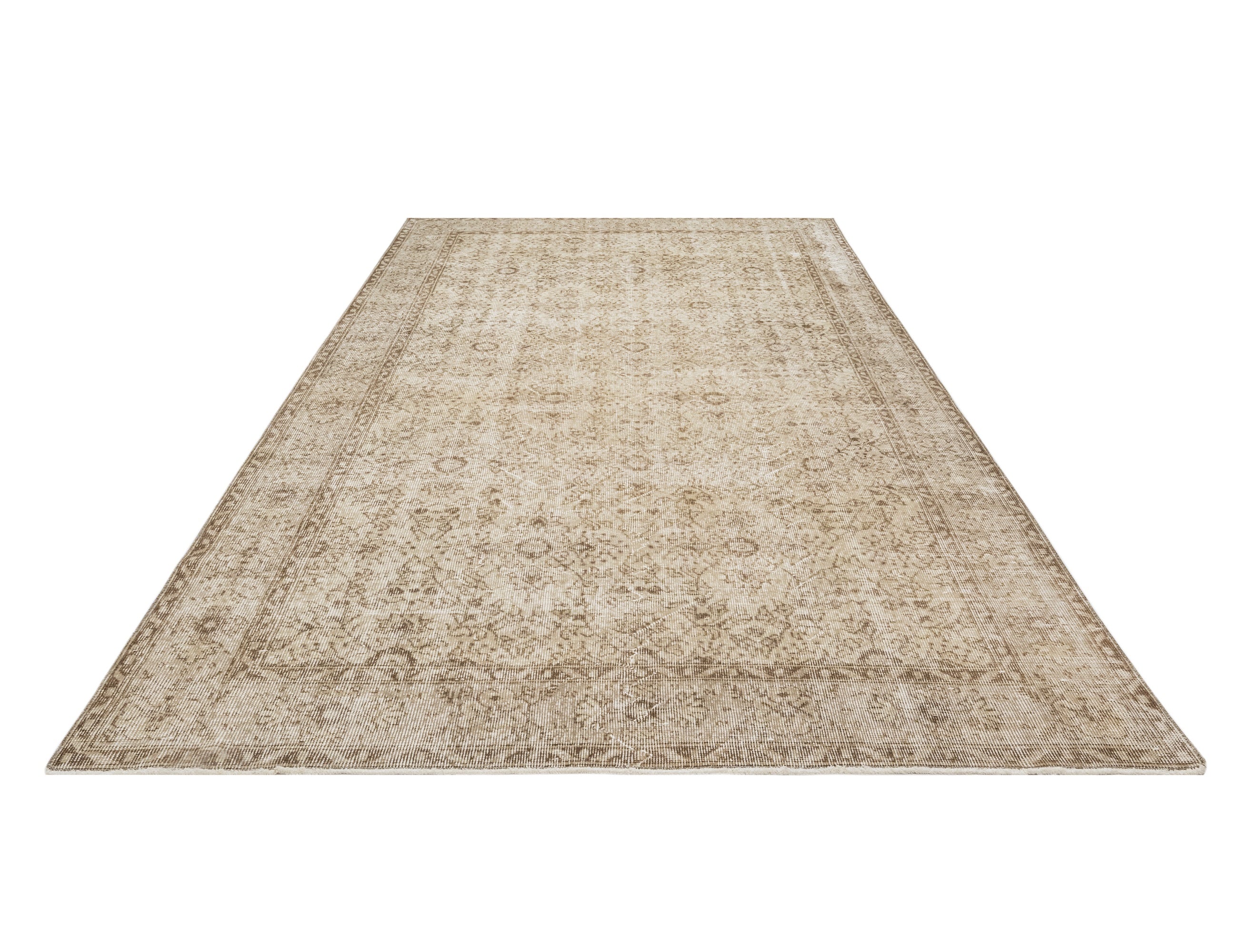 Vintage Kahverengi Göbekli Yün ve Pamuk El Dokuma Halı 176x294 Şark Halı