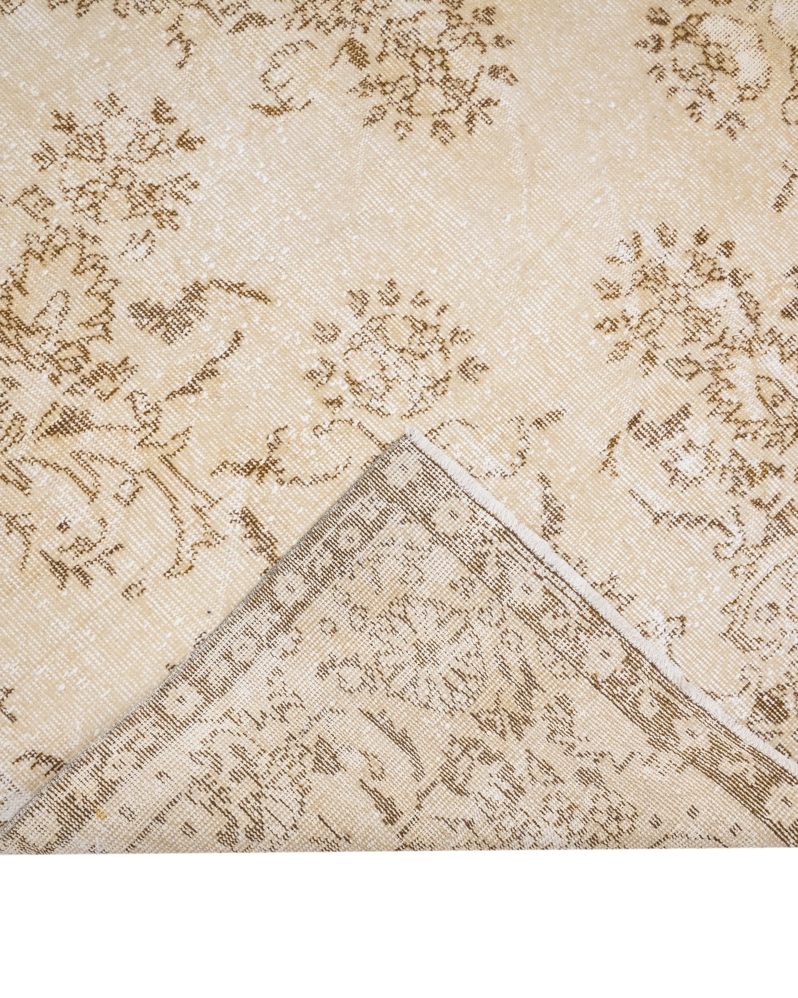 Vintage Kahverengi Göbekli Yün ve Pamuk El Dokuma Halı 166x282 Şark Halı