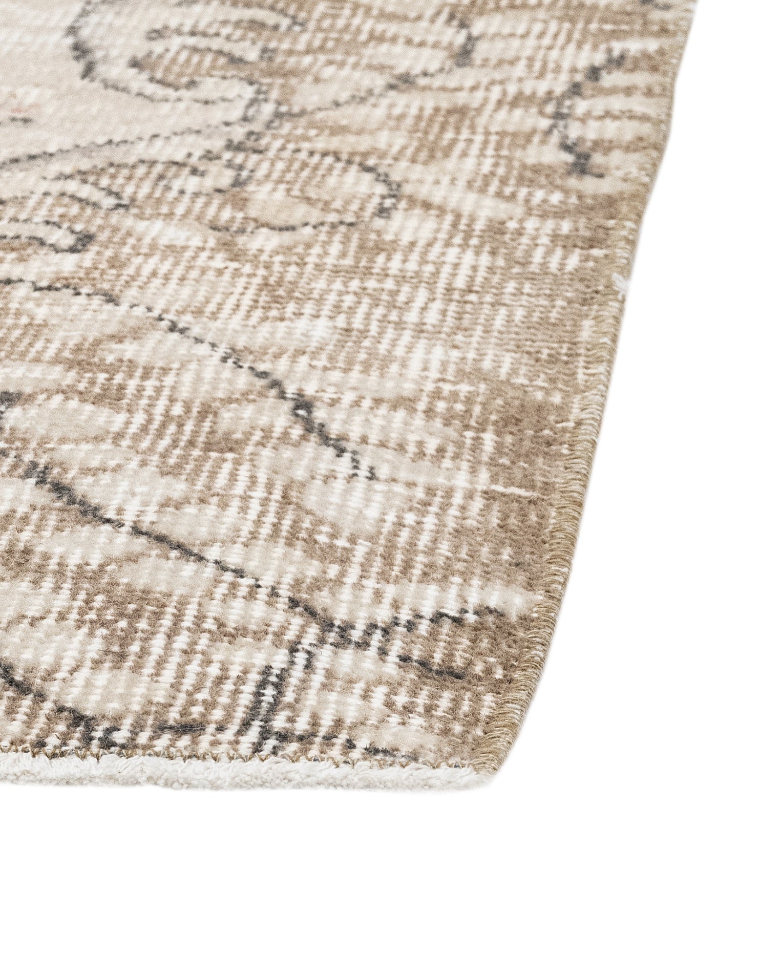 Vintage Kahverengi Göbekli Yün ve Pamuk El Dokuma Halı 184x296 Şark Halı