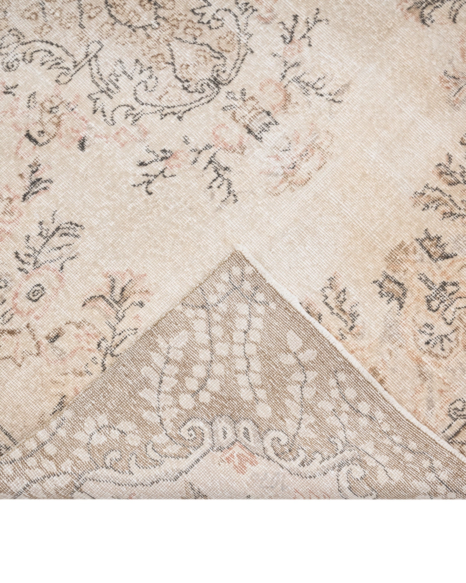 Vintage Kahverengi Göbekli Yün ve Pamuk El Dokuma Halı 184x296 Şark Halı