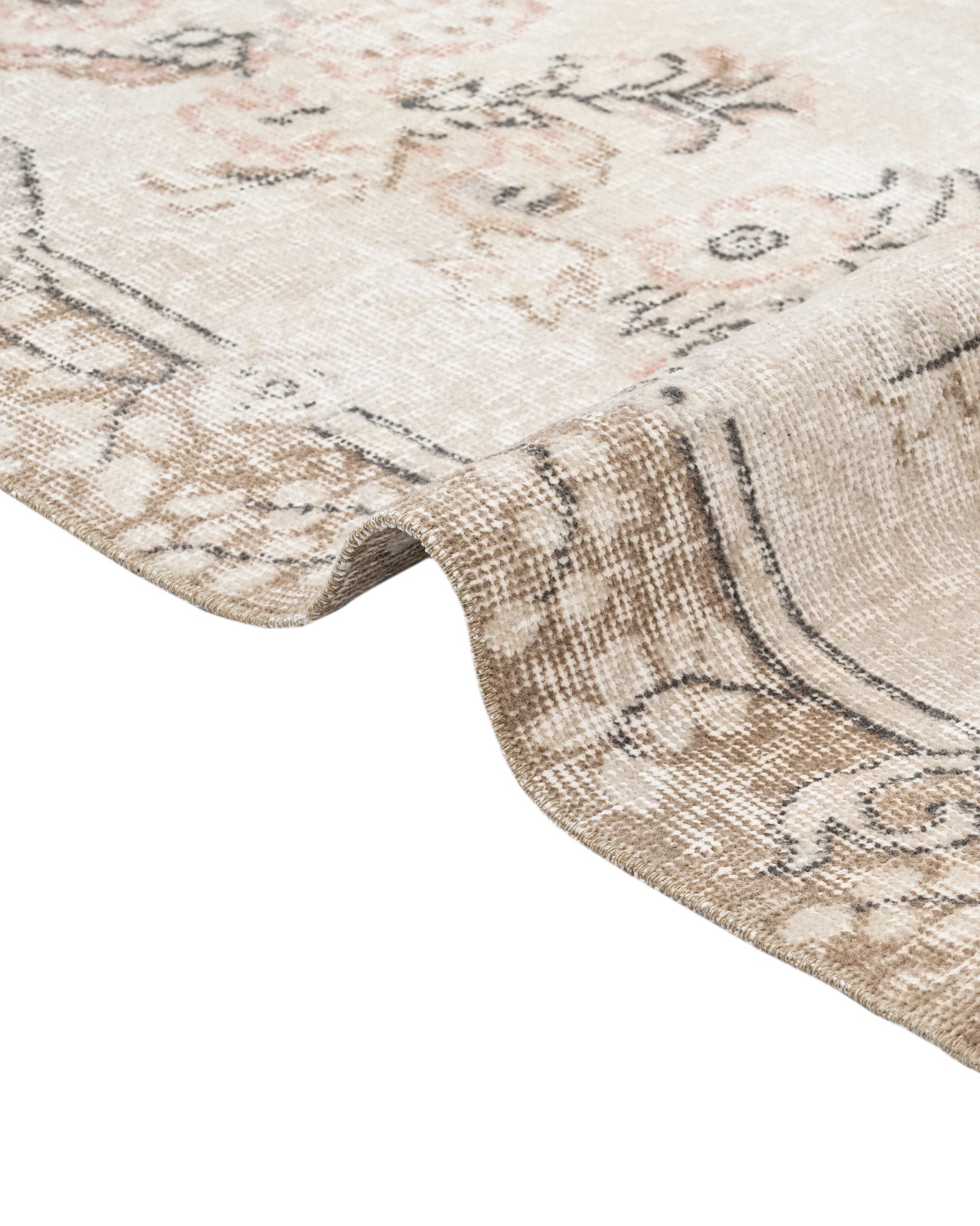 Vintage Kahverengi Göbekli Yün ve Pamuk El Dokuma Halı 184x296 Şark Halı