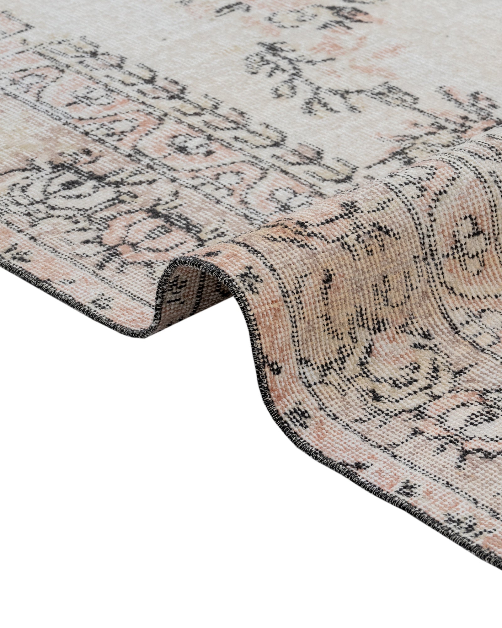 Vintage Krem Göbekli Yün ve Pamuk El Dokuma Halı 191x291 Şark Halı