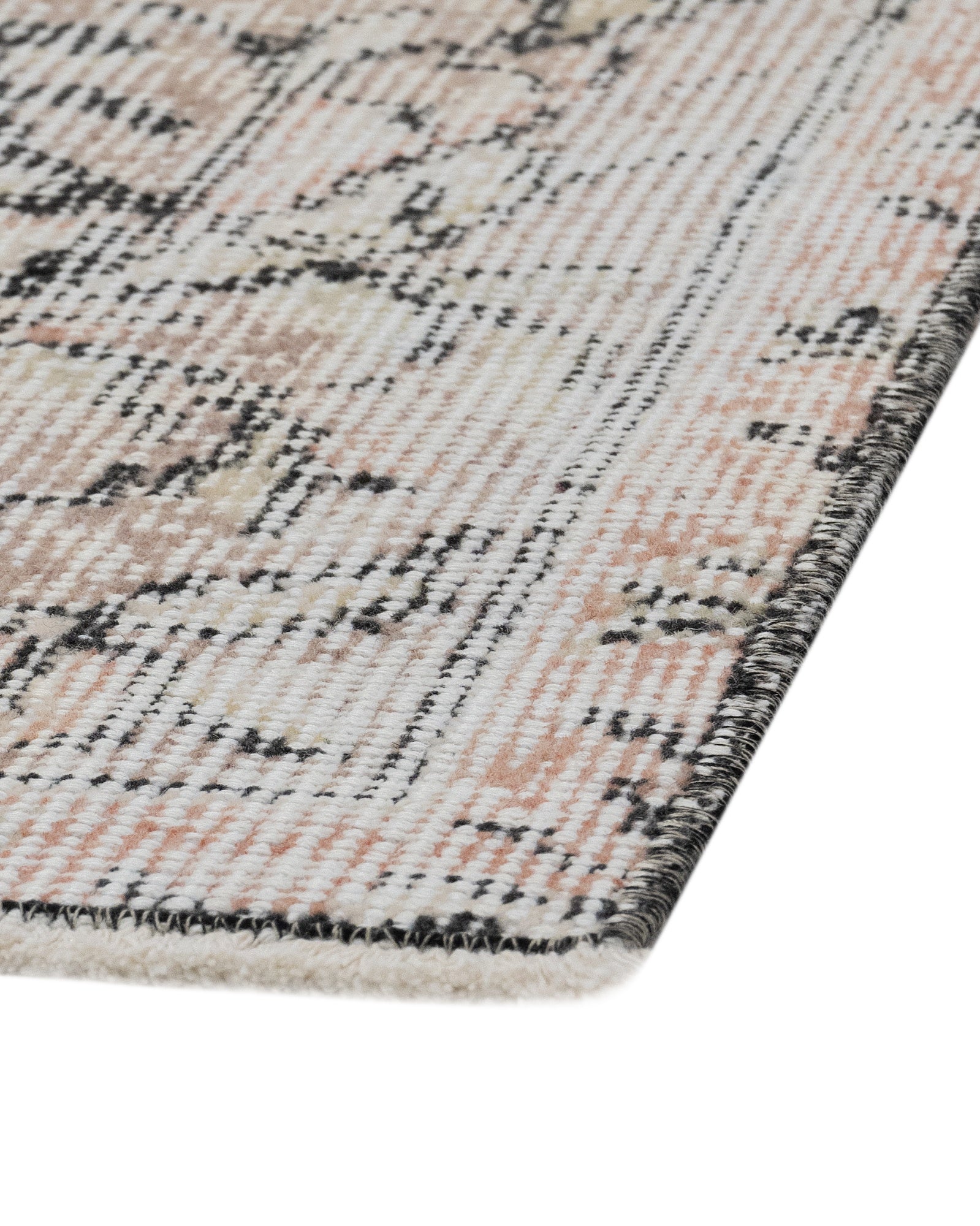 Vintage Krem Göbekli Yün ve Pamuk El Dokuma Halı 191x291 Şark Halı