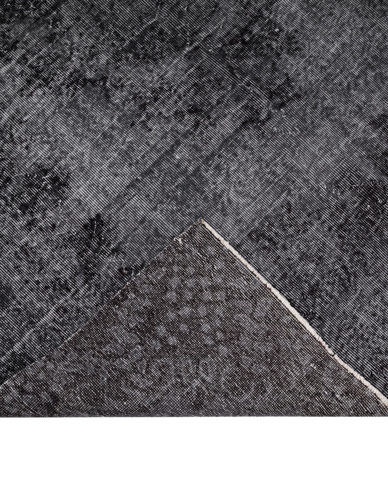 Vintage Siyah Göbekli Yün ve Pamuk El Dokuma Halı 153x265 Şark Halı