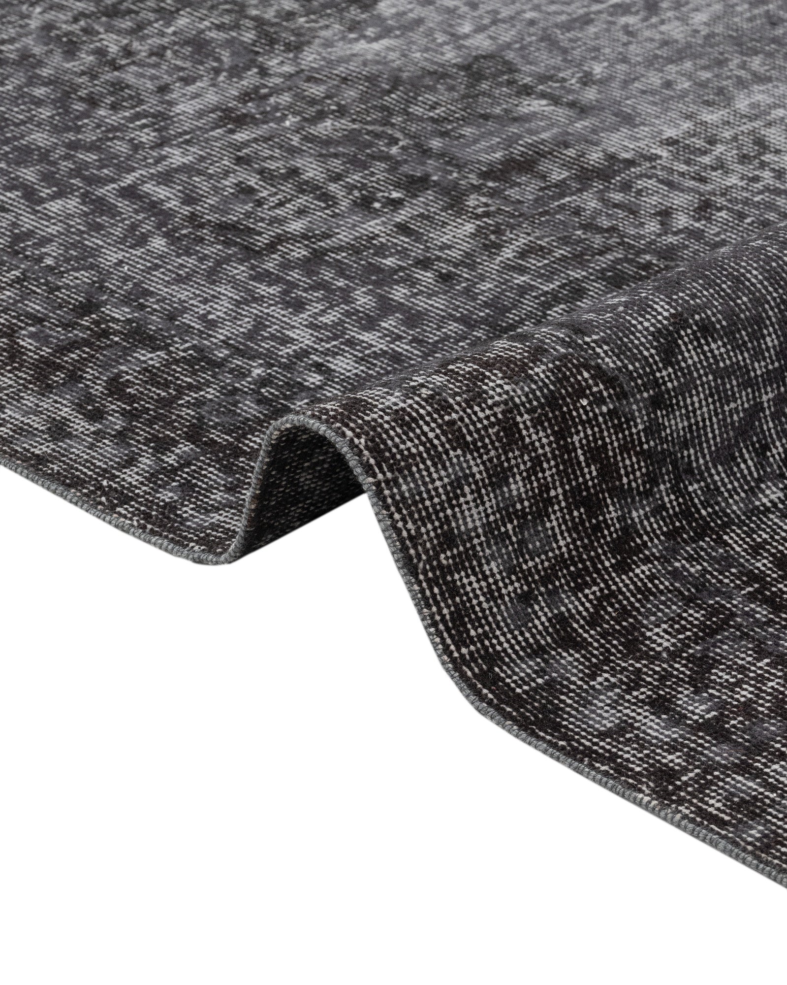 Vintage Siyah Göbekli Yün ve Pamuk El Dokuma Halı 153x265 Şark Halı