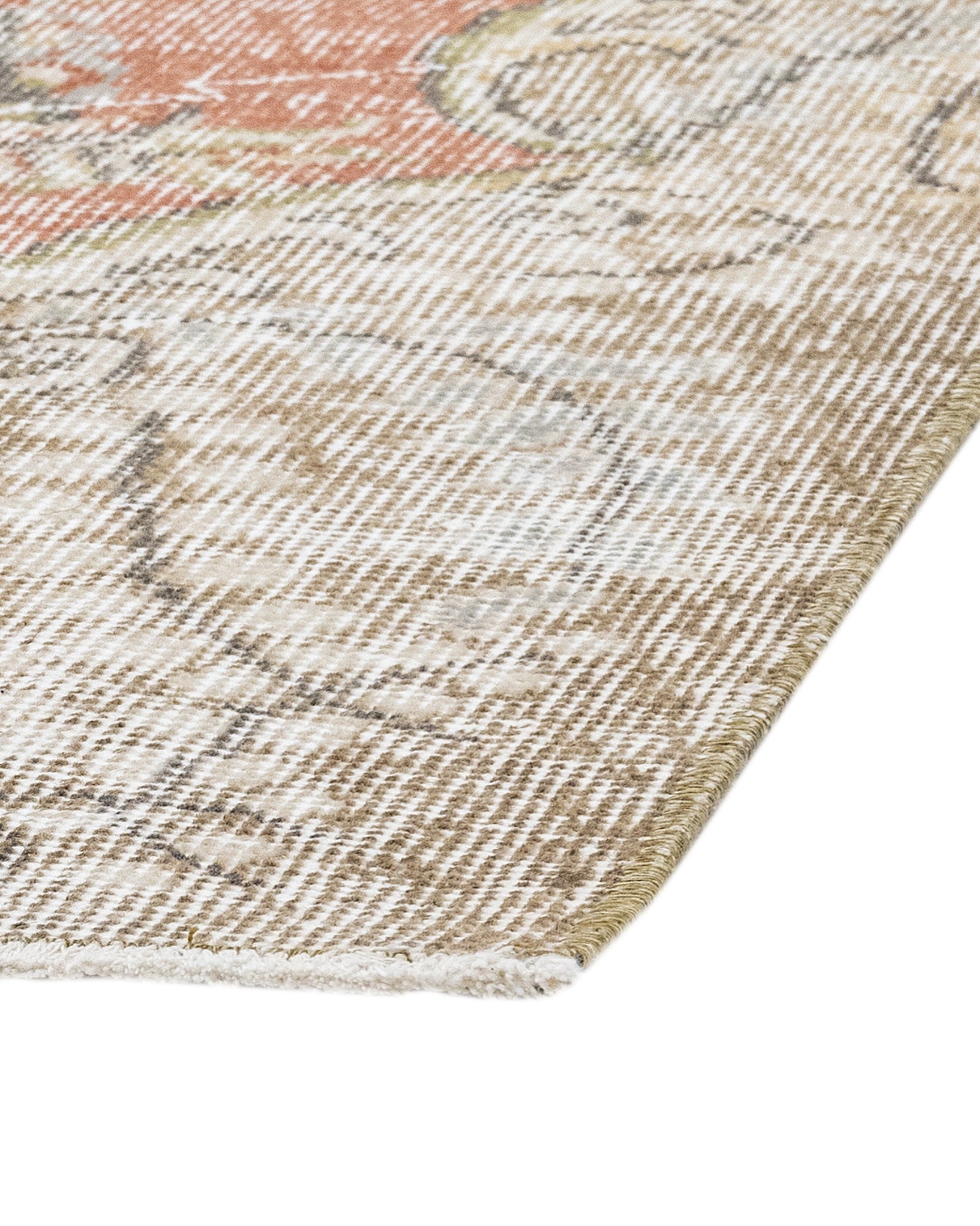 Vintage Krem Göbekli Yün ve Pamuk El Dokuma Halı 157x282 Şark Halı