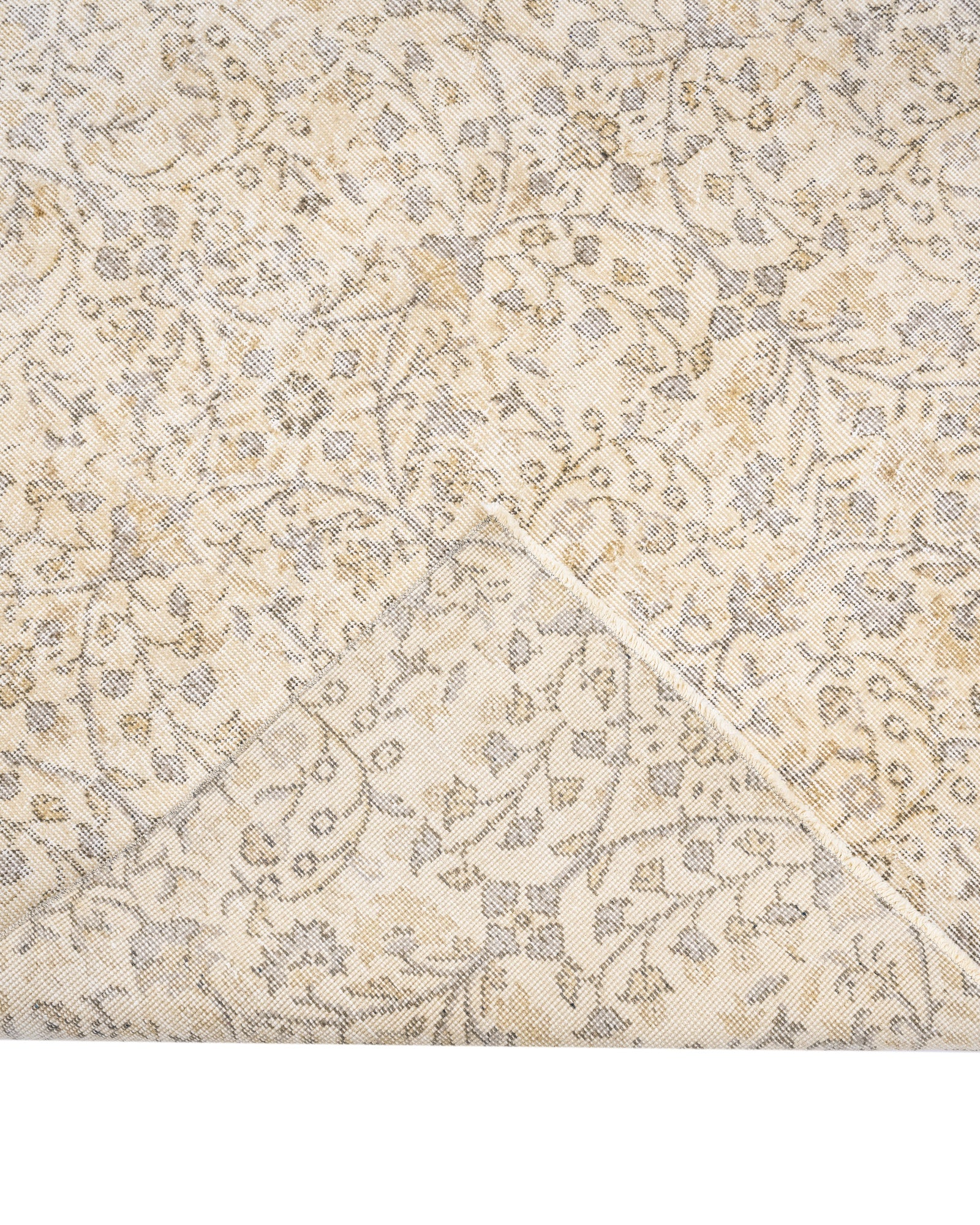 Vintage Bej Göbekli Yün ve Pamuk El Dokuma Halı 158x285 Şark Halı