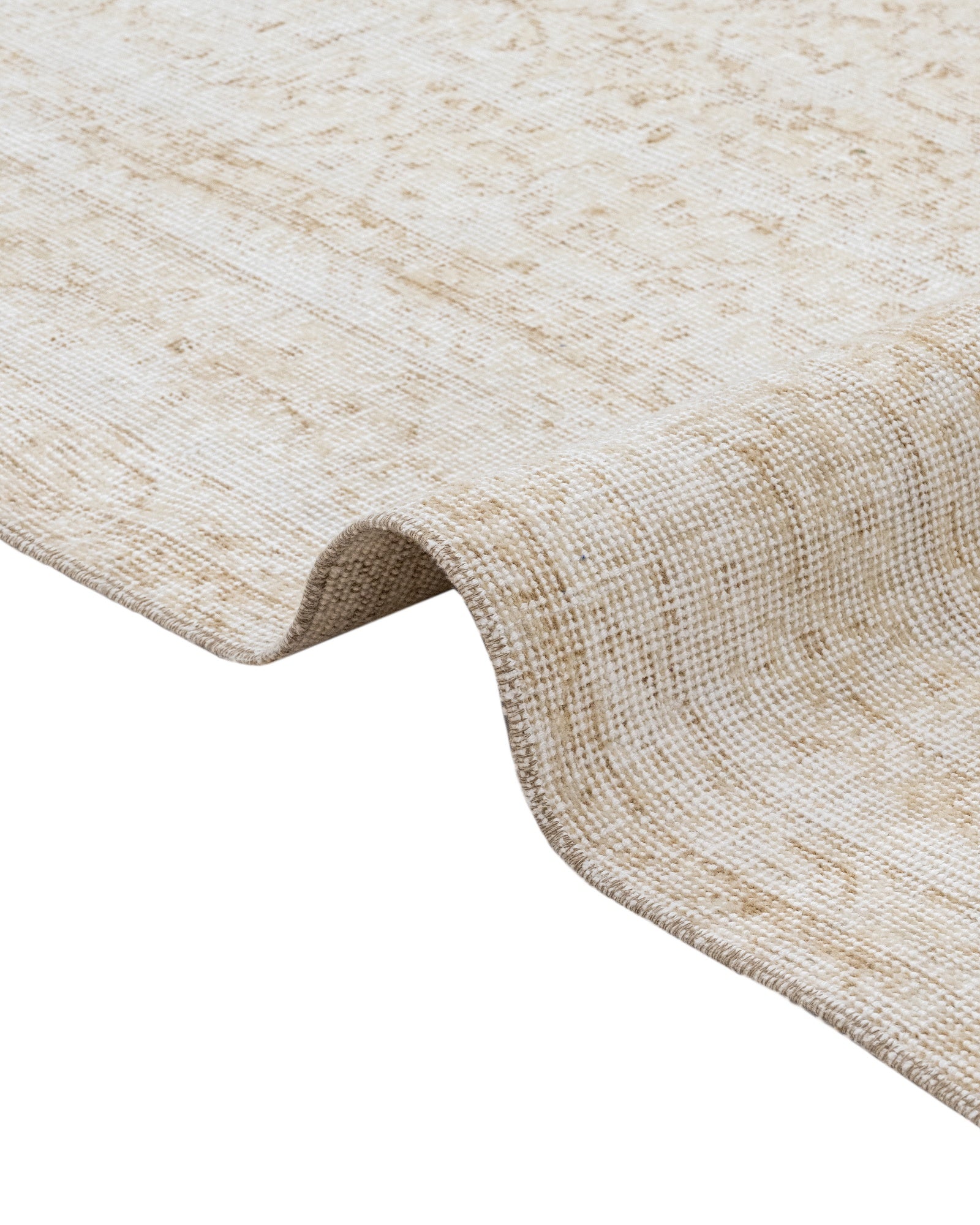 Vintage Bej Eskitme Yün ve Pamuk El Dokuma Halı 200x300 Şark Halı