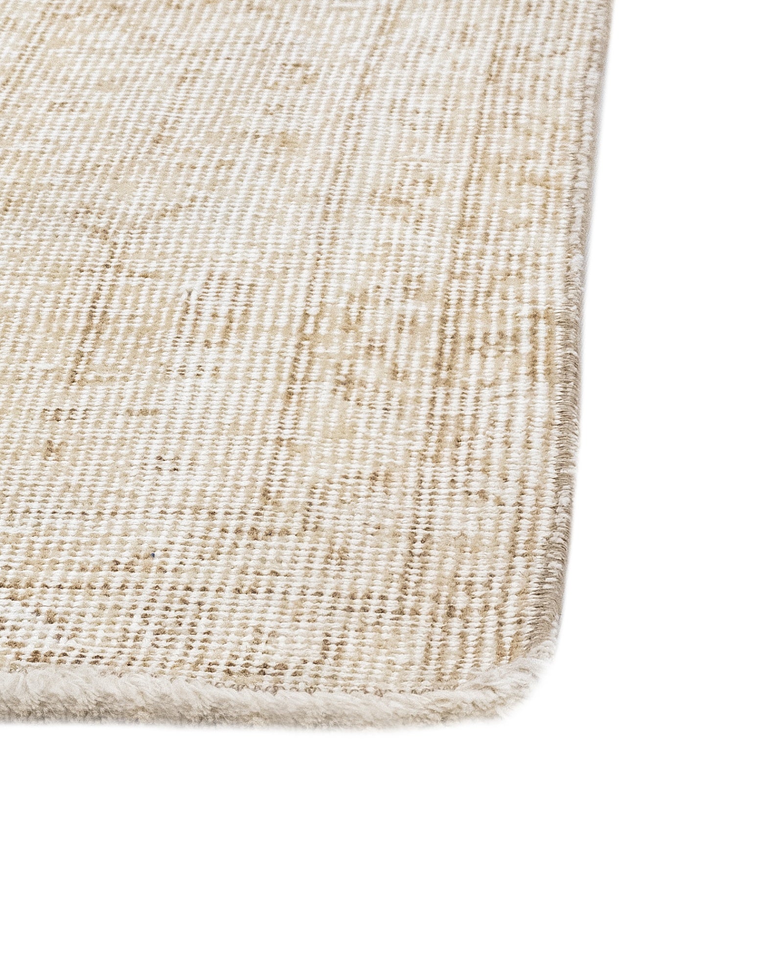 Vintage Bej Eskitme Yün ve Pamuk El Dokuma Halı 200x300 Şark Halı