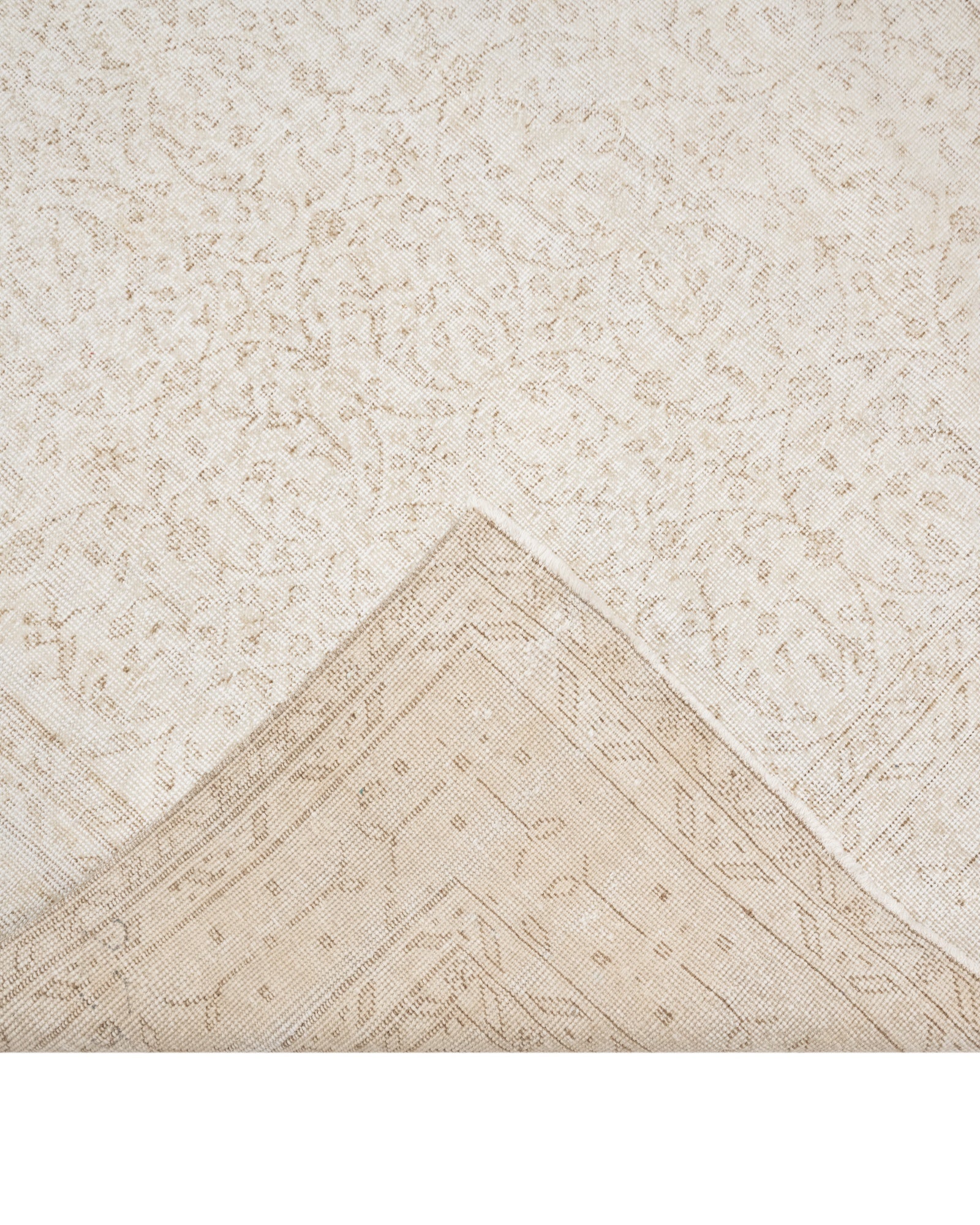 Vintage Bej Eskitme Yün ve Pamuk El Dokuma Halı 200x300 Şark Halı