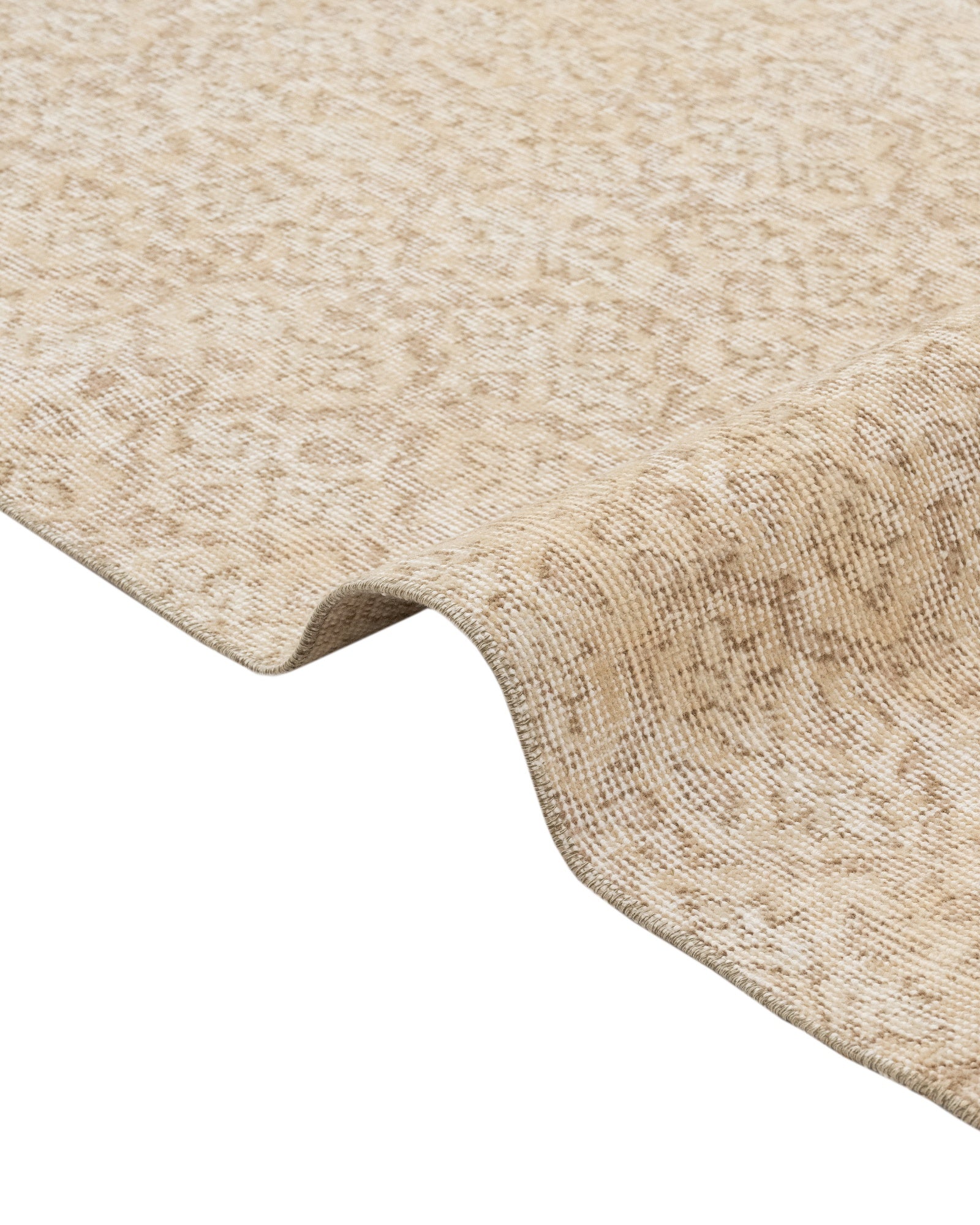 Vintage Krem Eskitme Yün ve Pamuk El Dokuma Halı 207x317 Şark Halı